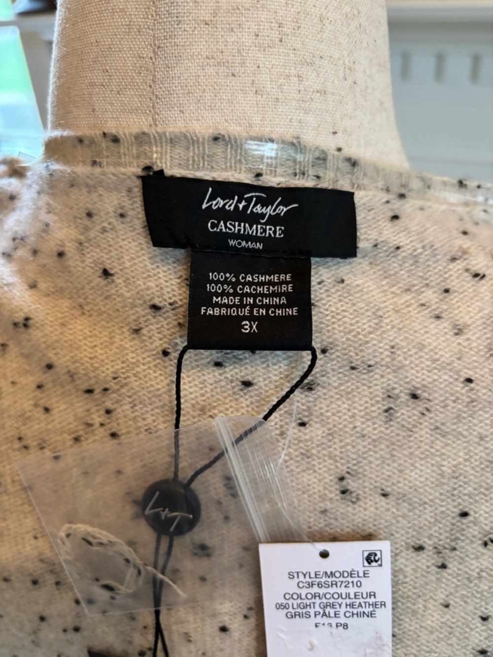 *NEW* Lord & Taylor Women’s 100%  Cashmere Cardigan Draped Open Front Size 3XT - Picture 5 of 7
